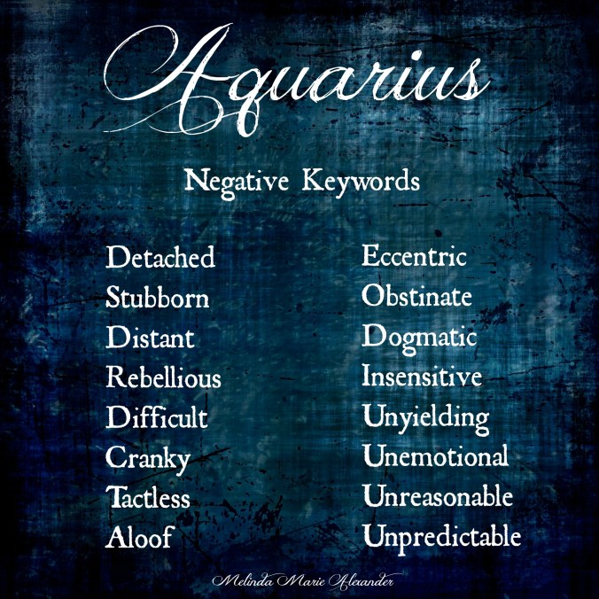 Aquarius negative keywords with text