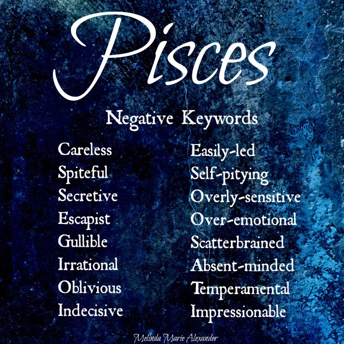 Pisces negative keywords with text